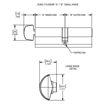 INTERLOCK Euro Profile Cylinder 50/45 Key outside / Thumbturn inside, BRUSHED NICKEL